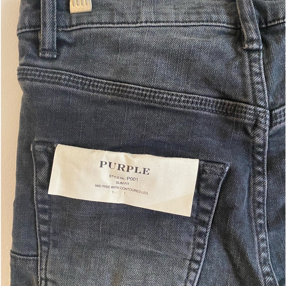 PURPLE BRAND Men’s 28 Button Fly Slim Mid-Rise Black Luxury Jeans P001 - Picture 2 of 7